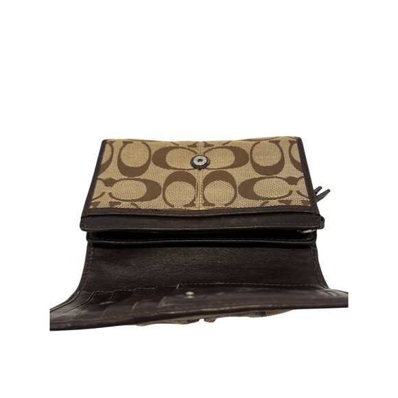 Coach Wallet Women's Brown Leather Signature C Logo Monogram Bifold Vintage - Picture 7 of 10